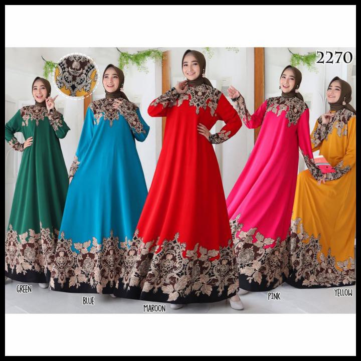Dress Muslim Wanita Gamis Terbaru 2021 Gamis Jersey Jumbo 7270 - Maroon