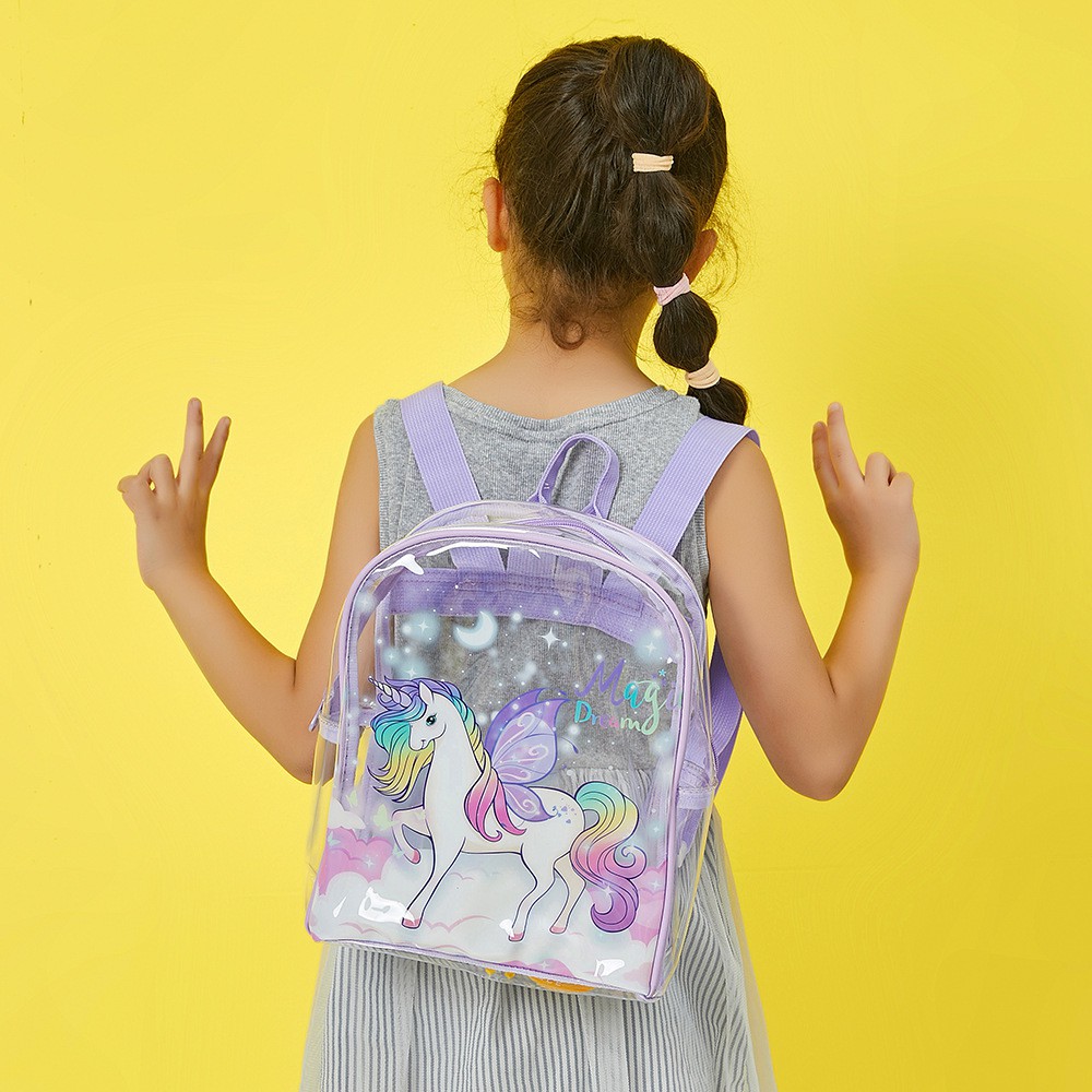 Tas Ransel Unicorn transparant PVC anti air waterproof tas renang tas plastik tas punggung anak perempuan kado ultah anak perempuan TAS BLINGBERRY ORIGINAL IMPORT TAS BLINGBERRY GROSIR ultah unicorn tas import kado ultah