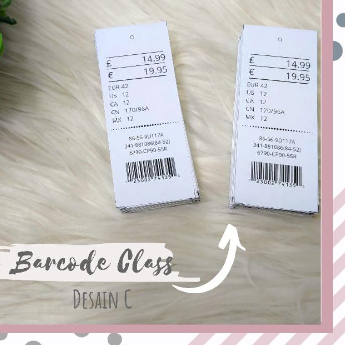 

3.3 Flash Sale HANG TAG BAJU BARCODE CLASS isi 60 pcs | Hangtag | Label Harga | Label baju | Tag Harga | Price Tag