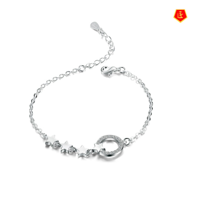 [Ready Stock]Silver Shining Five-Pointed Star Anti-Allergy Bracelet