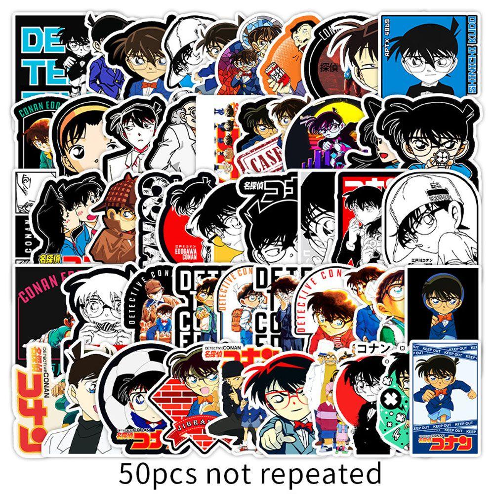 【 ELEGANT 】 Detektif Conan Stiker DIY Label Kartun Klasik Anime Motor Detektif Conan Perlengkapan Kantor Sekolah Koper Skateboard Animel Stiker