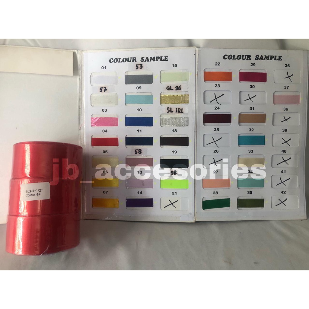 

Pita Satin 1 1/2 inch berbagai warna roll | pita bucket pita wisudah pita dekorasi pita kado pita hampers pita label