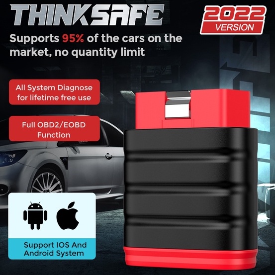 【Bahasa Indonesia】Thinkcar Thinksafe Scanner Mobil Obd2 Alat Scanner Mobil JOBD/OBDII/EOBD Car Scanner Obd2 Scanner Odb2 Car Diagnostic Tool Obd Car Diagnostic Scanner Automotive Scanner PK Thinkdiag Mini