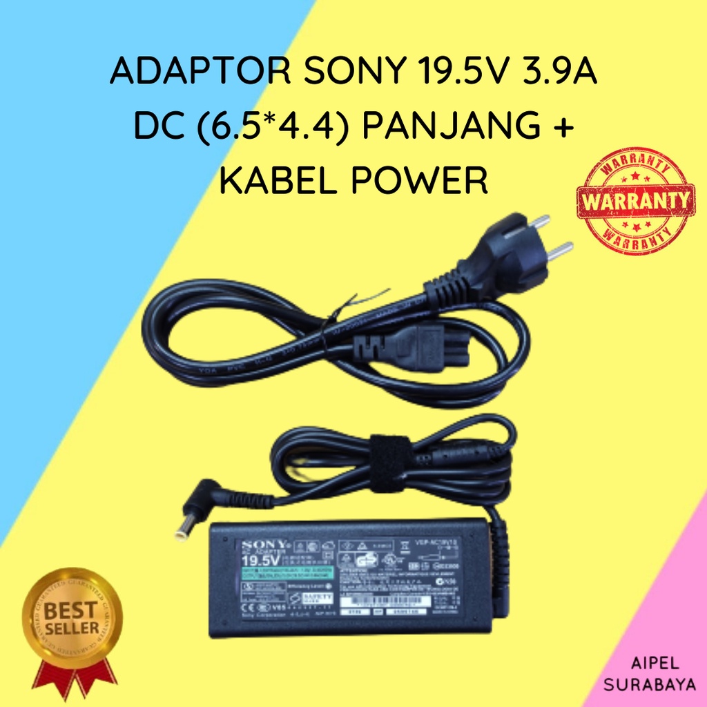 SONY195396544PKP | ADAPTOR SONY 19.5V 3.9A DC (6.5*4.4) PANJANG + KABEL POWER