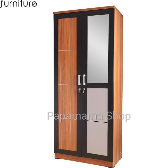 TOPPAN Lemari Pakaian 2 Pintu Full Rak - Lemari Baju 2 Pintu Rubik - Medan - VW Furniture