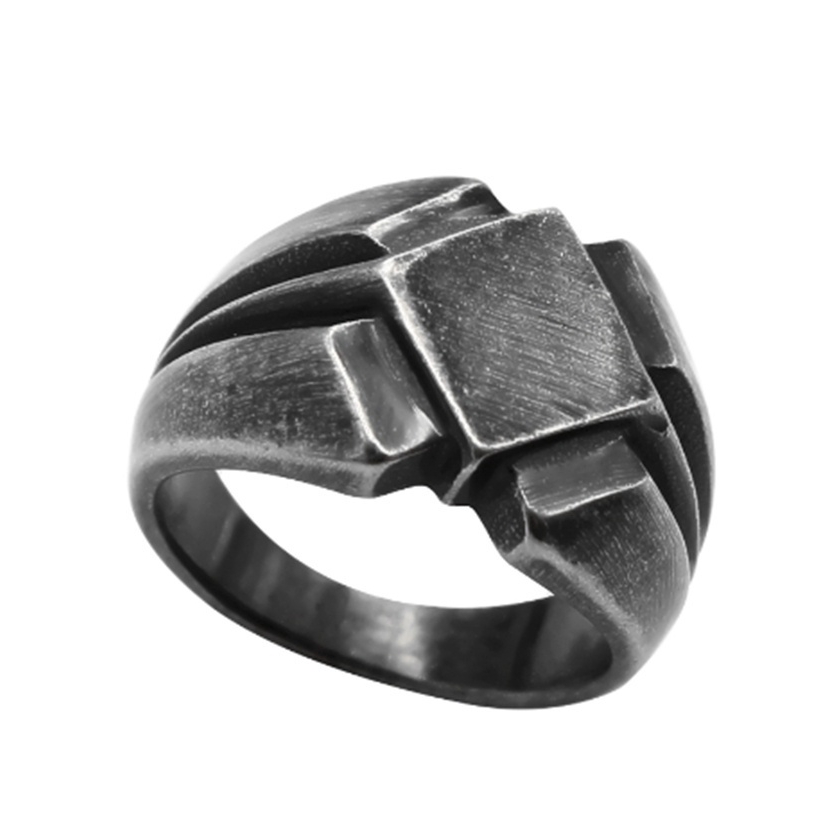 Cincin Nordic Vintage Antik Bahan Stainless Steel Warna Hitam untuk Pria