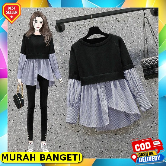 Kemeja Wanita Casual Cewek Terlaris Bisa Cod Murah Fashion O8D2 Promo Terbaru Kemeja Guilen Oversize