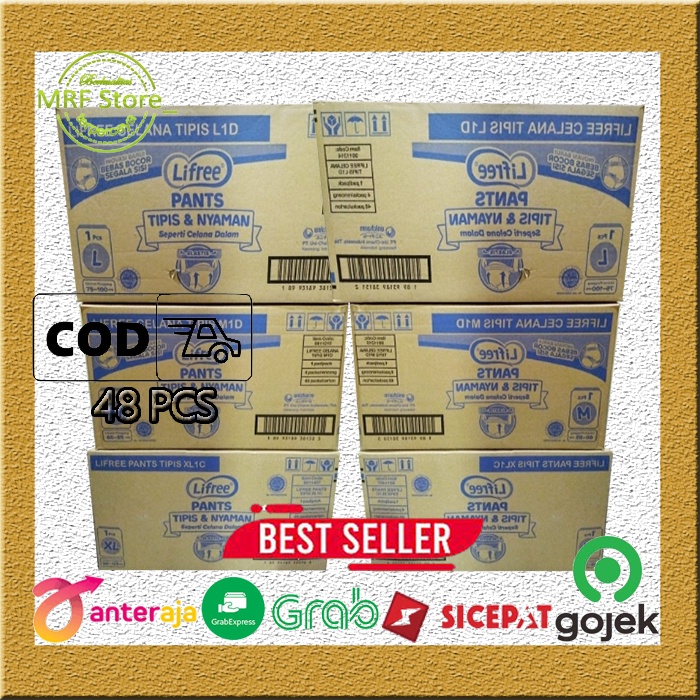 TERLARIS LIFREE POPOK CELANA | POPOK DEWASA  1 KARTON / 48 PCS (Size :M/L/XL)