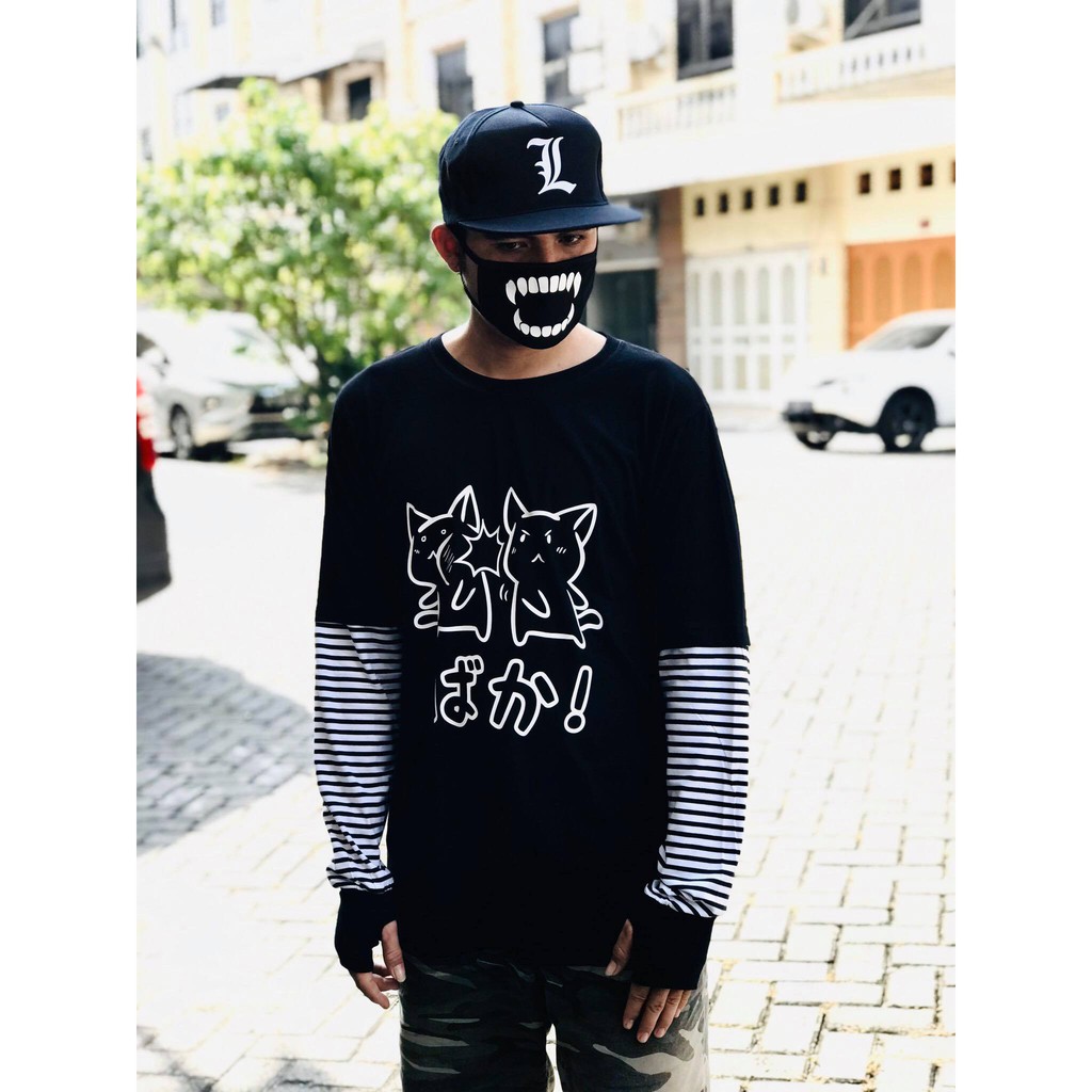 Longsleeve Double layer Neko BAKA Black