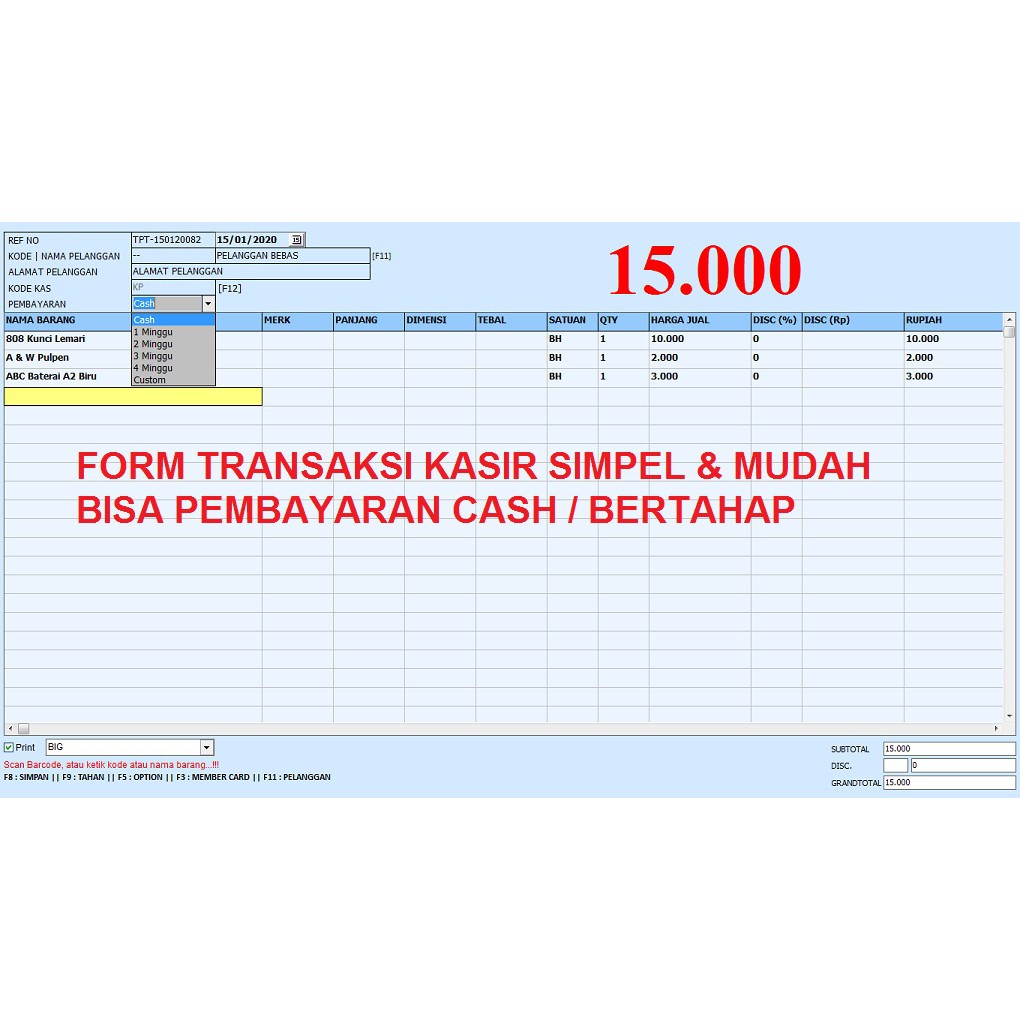 Paket POS alat kasir printer thermal barcode scan toko bangunan