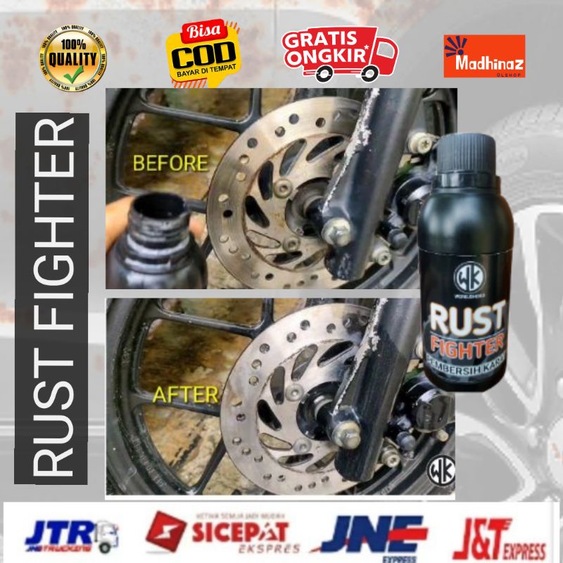 Rust Fighter  pembersih kerak karat kuat serbaguna pada besi baja metal zinc chrome alumunium