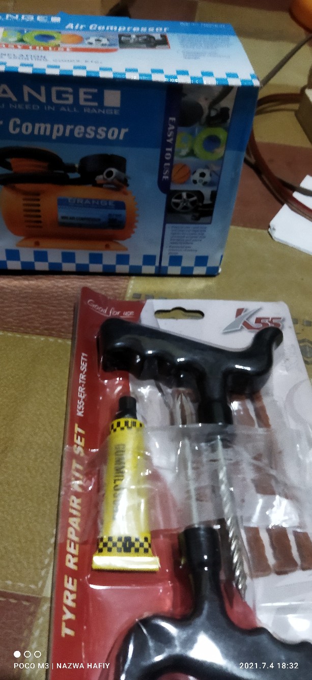 Orange Mini Kompresor Angin Mini - Dc 12v Mini Air Compressor