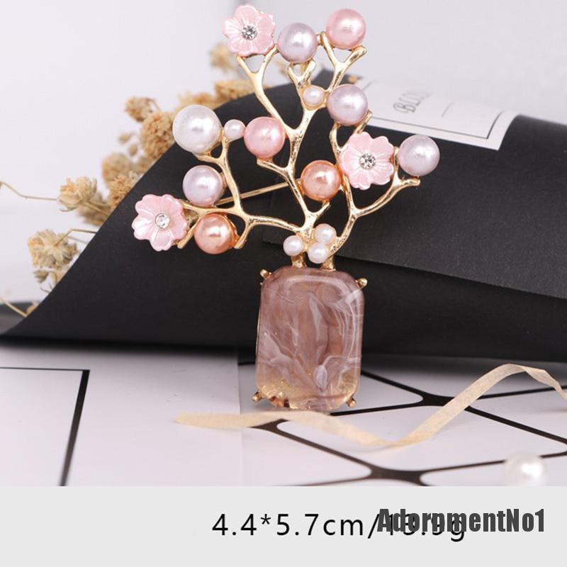 (Adornmentno1) 1pc Bros / Pin Bentuk Bunga Plum Aksen Mutiara Imitasi Untuk Aksesoris Wanita / Pernikahan