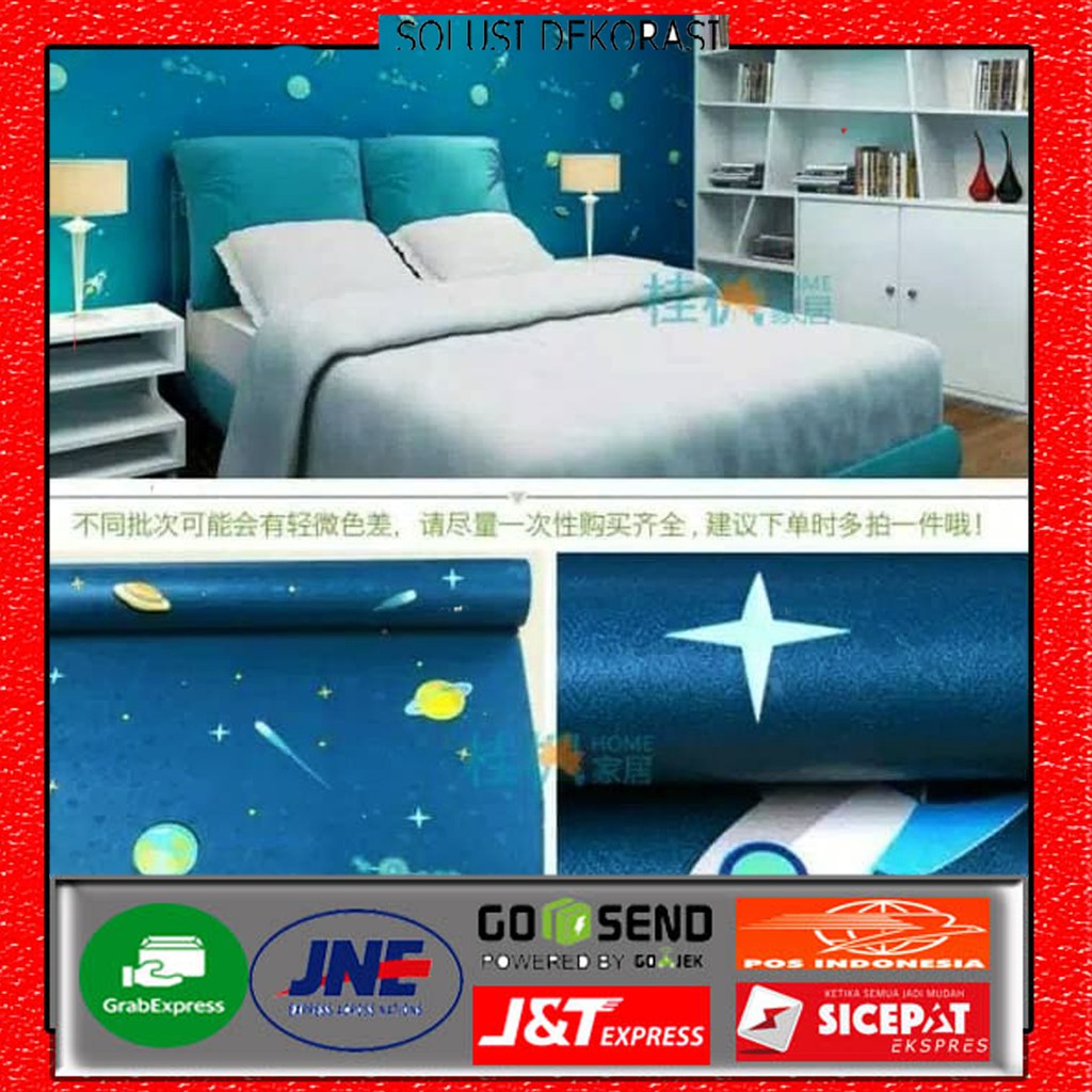 [COD] wallpaper 45 cm x 10 meter | Walstiker dinding 1 rol 1KG | Wallpaper stiker dinding Roket biru