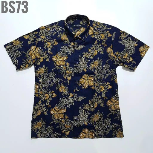 Kemeja Batik Pria Lengan Pendek Bs73 Katun Motif Modern Dixmont Semi Slimfit Premium