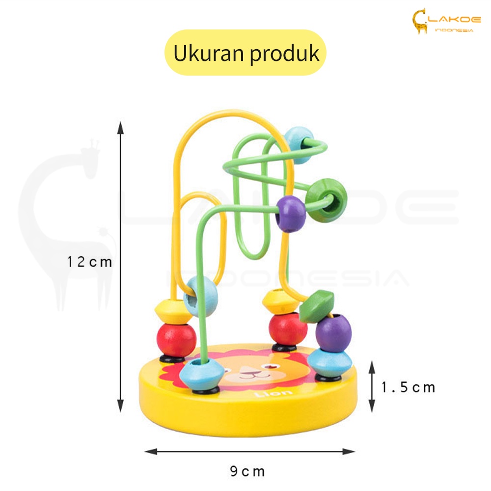 LAKOE Mini Round Beads mainan alur kawat kecil Wire Maze game mainan kayu anak