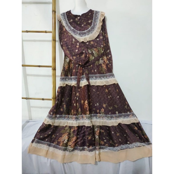 Dress wolfis MOTIF printing MONALISA sultan renda serut terbaru