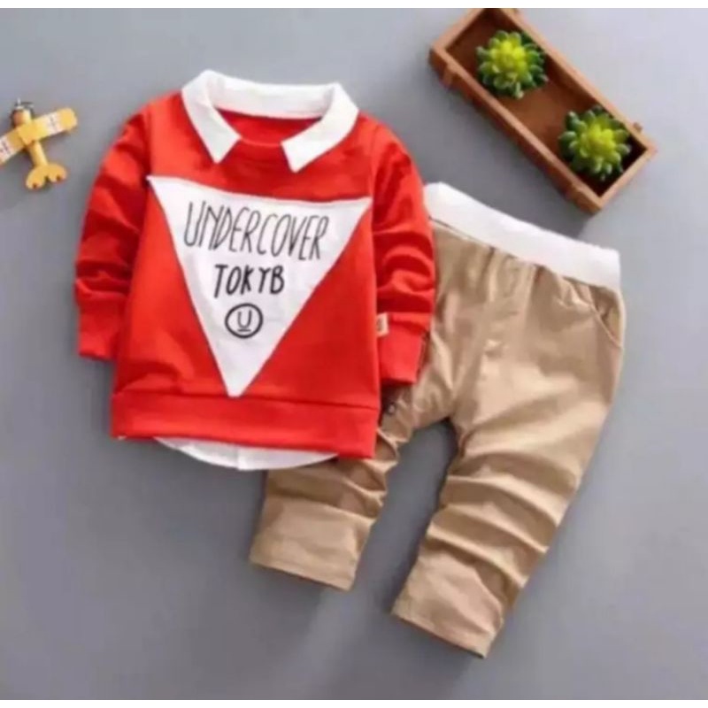 Flecce Bebyterry|Setelan Sweater jogger Anak Laki-laki Motif ONDER COVER Anak 1-5 Tahun