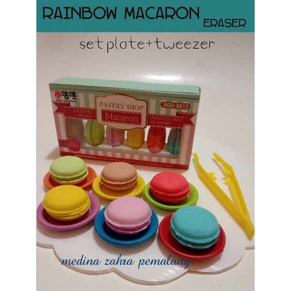 

Rainbow Macaron Eraser Set Plate
