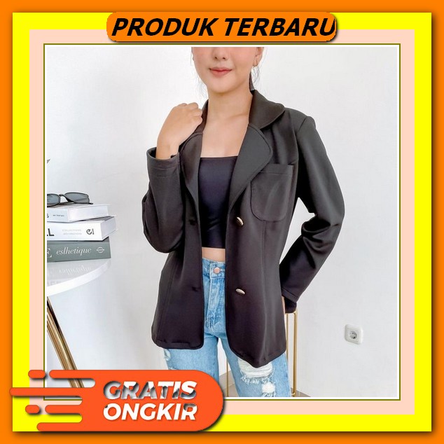 Baju Atasan Top Luxury Tweed Crop Blazer Outer Jacket Cardigan Basic Polos Formal Office Casual Look