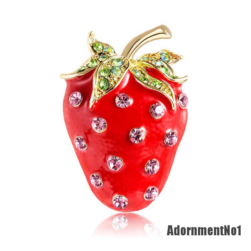 (Adornmentno1) Pin / Bros Bentuk Strawberry Untuk Dekorasi Pakaian / Syal Wanita