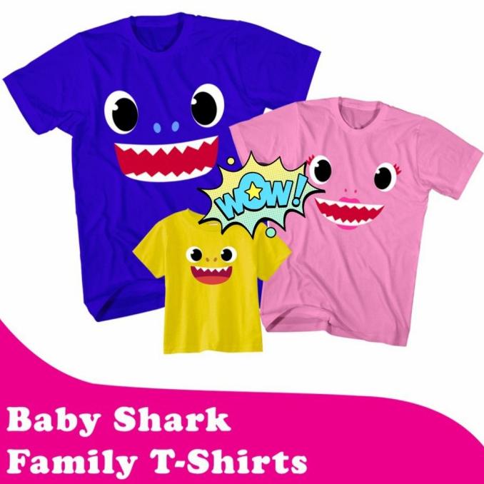 Baju - Kaos Baby Shark Cute Face - Tshirt Baby Shark Family
