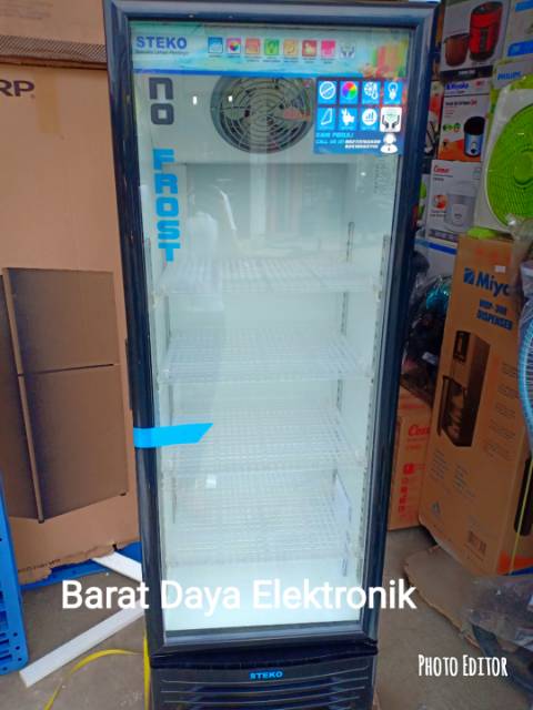 SHOWCASE PENDINGIN MINUMAN STEKO MG 220 4 RAK DISPLAY COOLER KULKAS LOW WATT NO FROST/TANPA BUNGA ES