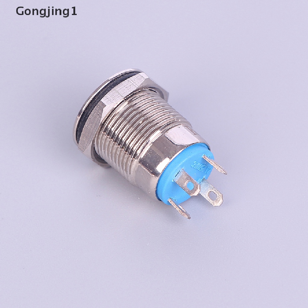 Gongjing1 Tombol Tekan 12mm 12V Bahan Metal Warna Hitam Anti Air Dengan Lampu LED Power Supply