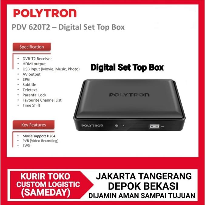POLYTRON Set Top Box PDV-610T2 DVB T2 TV Receiver STB Siaran Digital