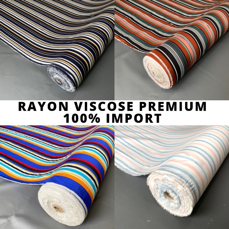 Kain Katun Salur Striped Rayon Viscose Import