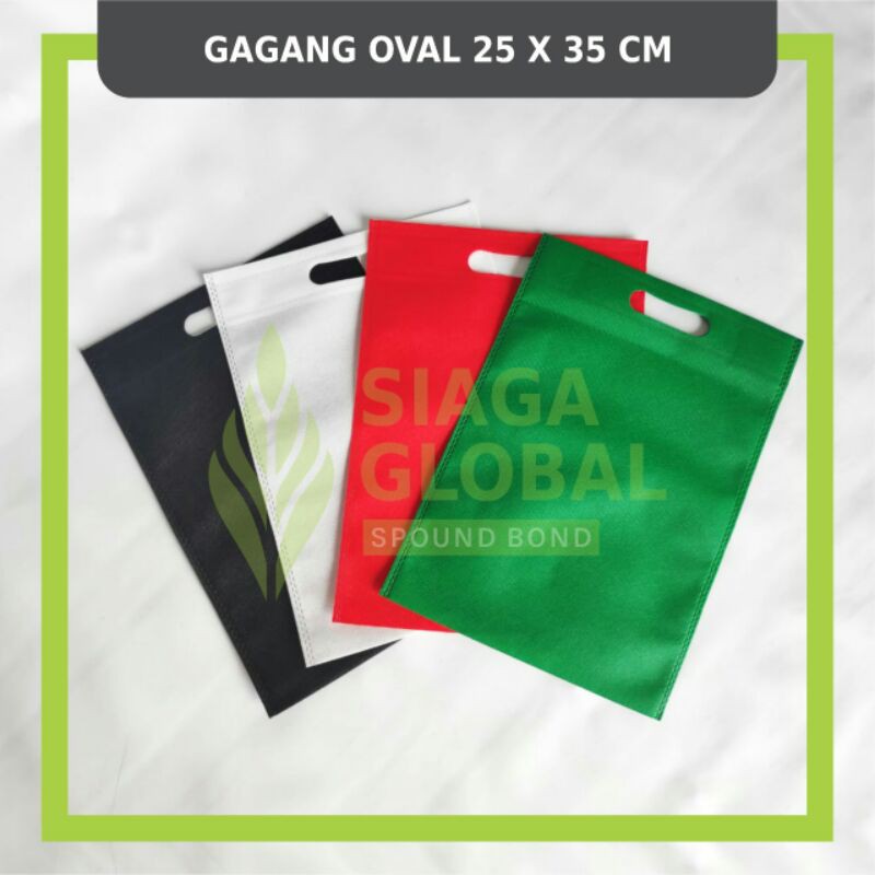 

[Grosir Kodi] Goodiebag Spunbond Gagang Oval 25 x 35 cm Tas belanja 75 gram Non Woven (isi 20 Pcs)