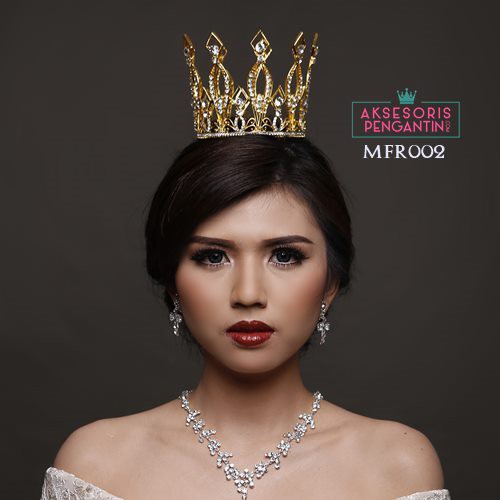 [BISA COD] MAHKOTA PENGANTIN CROWN WEDDING ROYAL PREMIUM FULL ROUND GOLD MFR002