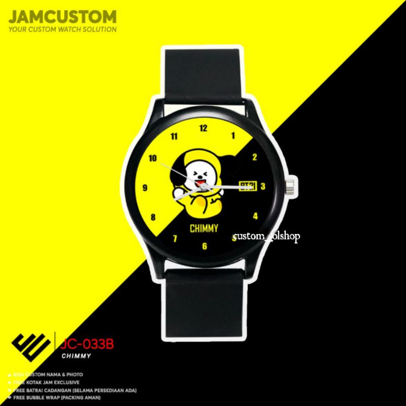 Jam tangan gambar BTS BT21 CHIMMY / KOYA / COOKY / MANG / TATA / RJ / SHOOKY / VAN