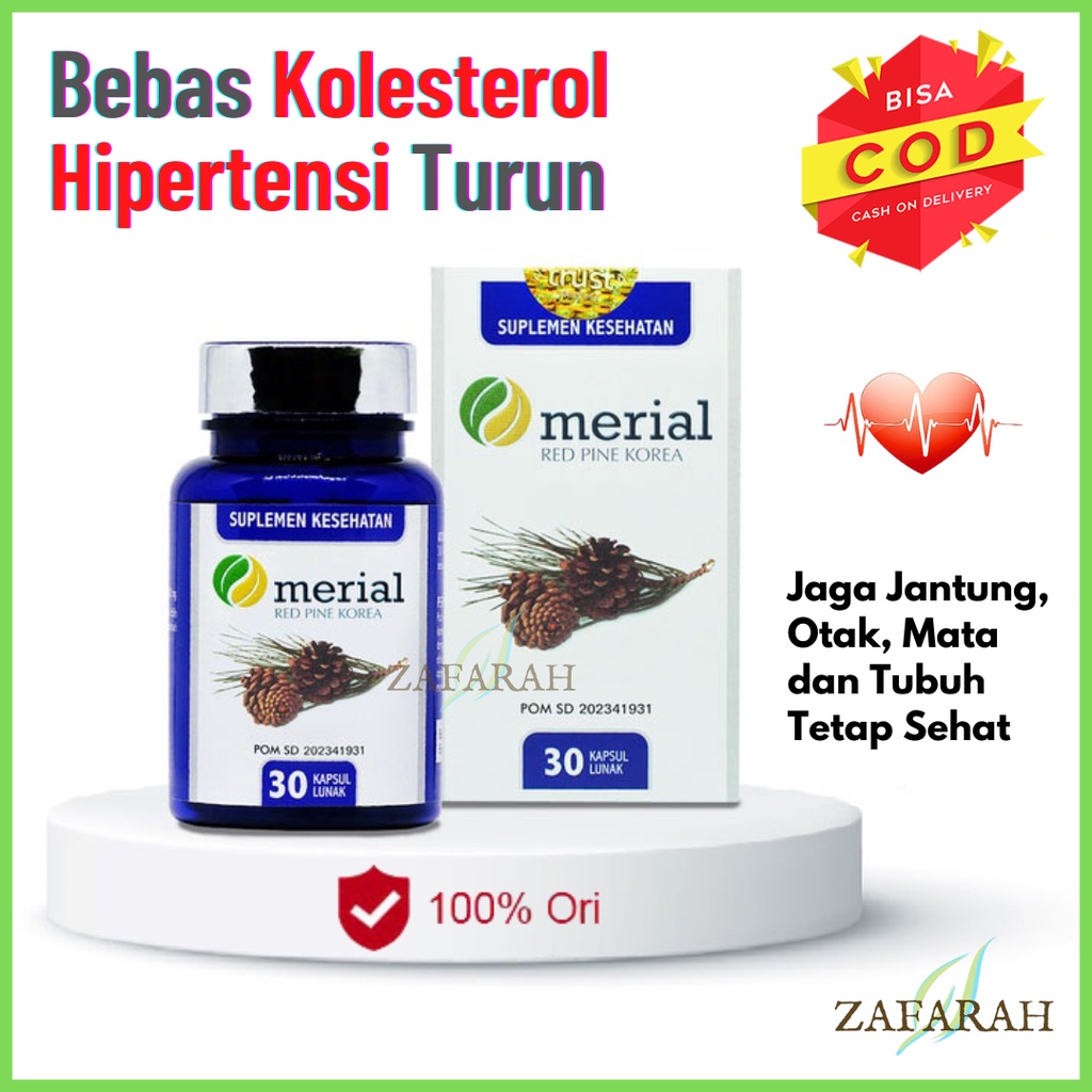 MERIAL Red Pine Korea Obat Kolesterol Pinus Merah Suplemen Kesehatan Turunkan Hipertensi Fish Oil DHA EPA 30 Softgel