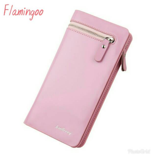 Dompet wanita dompet lipat import panjang simpel polos bahan semi kulit Terbaru