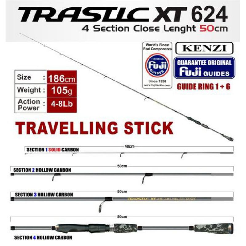 Joran travel spinning kenzi TRASTIC XT ring fuji