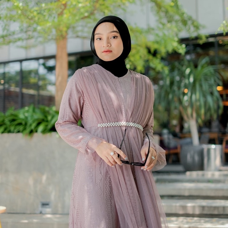 Raina Premium Long Dress ( Brukat gamis premium ) lebaran dress kaftan pastel