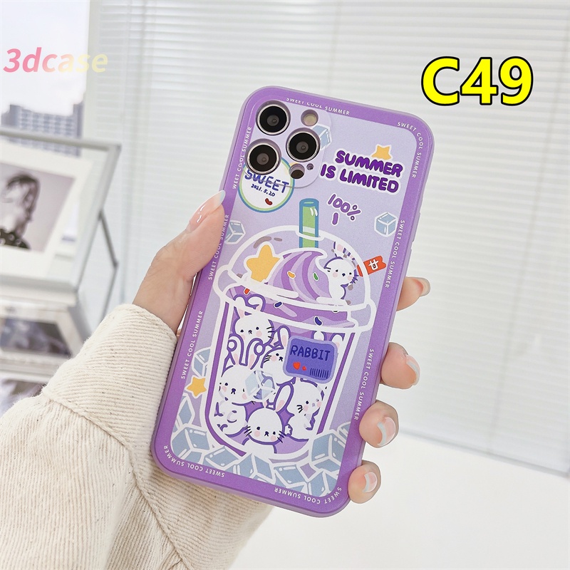 Casing OPPO A95 A54 A15 A5S A3S A16 A7 A5 A9 A31 A53 2020 A12 A1K Reno 5 4 5F 4F A74 A15S A52 A11K A92 A35 A11 A93 A32 A72 A94 A53S F17 PRO A16S A12S A12E A33 Y20 Y12 5 5i C3 C25 C12 A12 New Style Milk tea Pattern Silicone Case