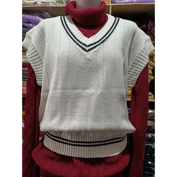 Rompi Rajut Salur Premium Tebal Unisex Formal Casual Daily
