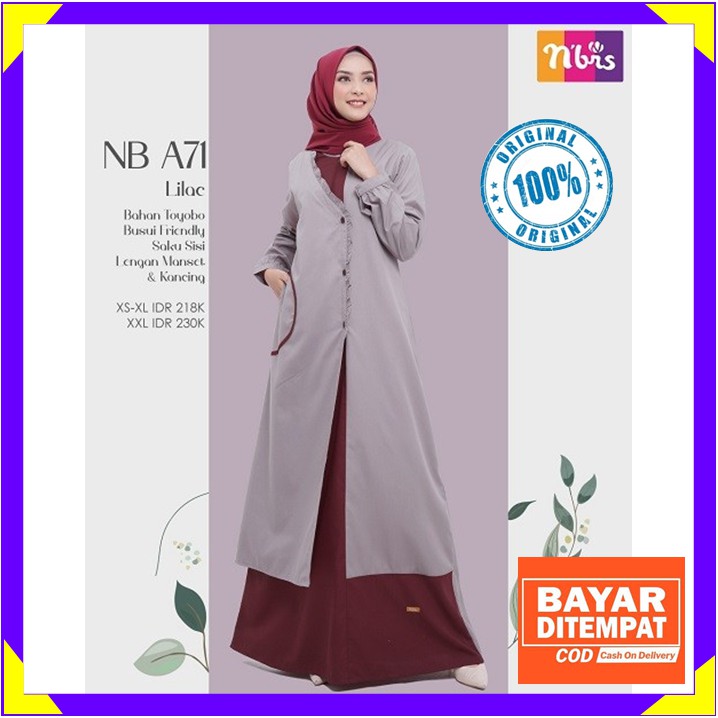 Nibras Gamis Terbaru 2021 Baju Gamis Nibras Wanita Branded Original Ori Warna Lilac Toyobo NB A71