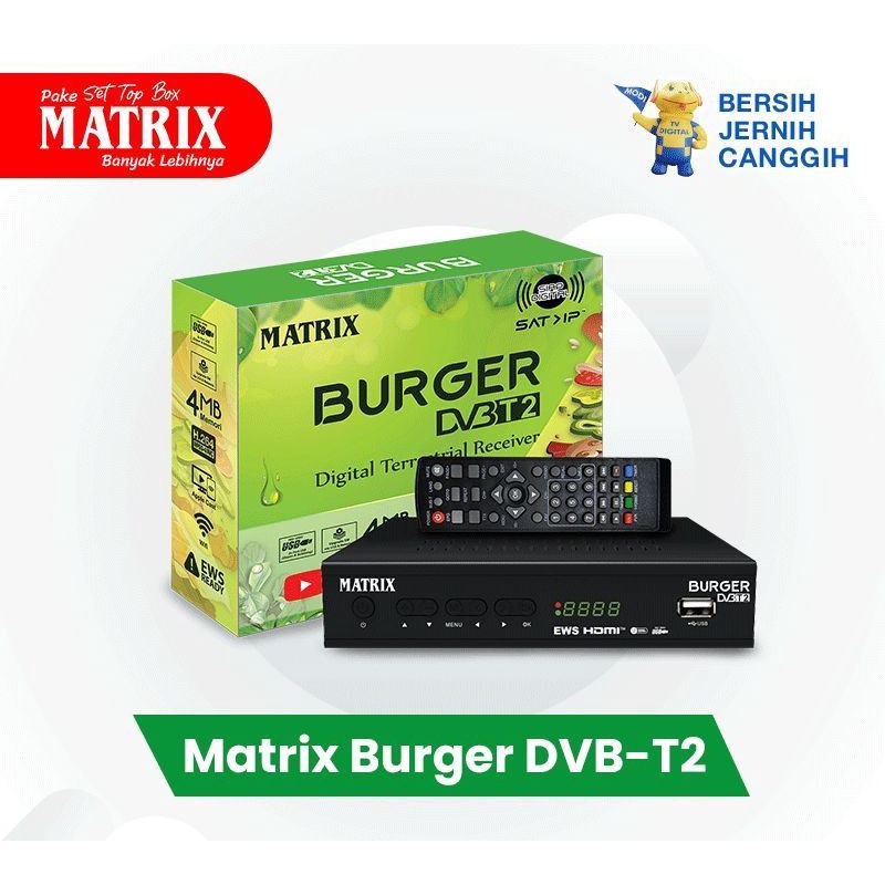 SET TO BOX STB DIGITAL MATRIX BURGER HIJAU BISA YOUTUBE