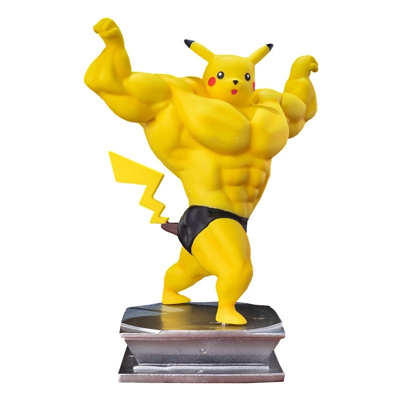 Mainan Action Figure Pokmon Gk Muscle Pikachu Bahan PVC Ukuran 18cm Untuk Hadiah Anak