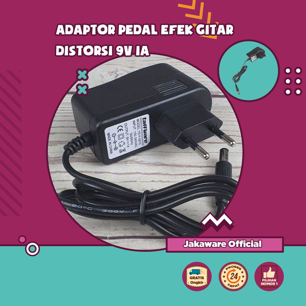 ADAPTOR PEDAL EFEK GITAR DISTORSI 9V 1A 5MM ADAPTER LISTRIK ELEKTRIK MUSIK EFFECT GUITAR CLIP ORIGIN