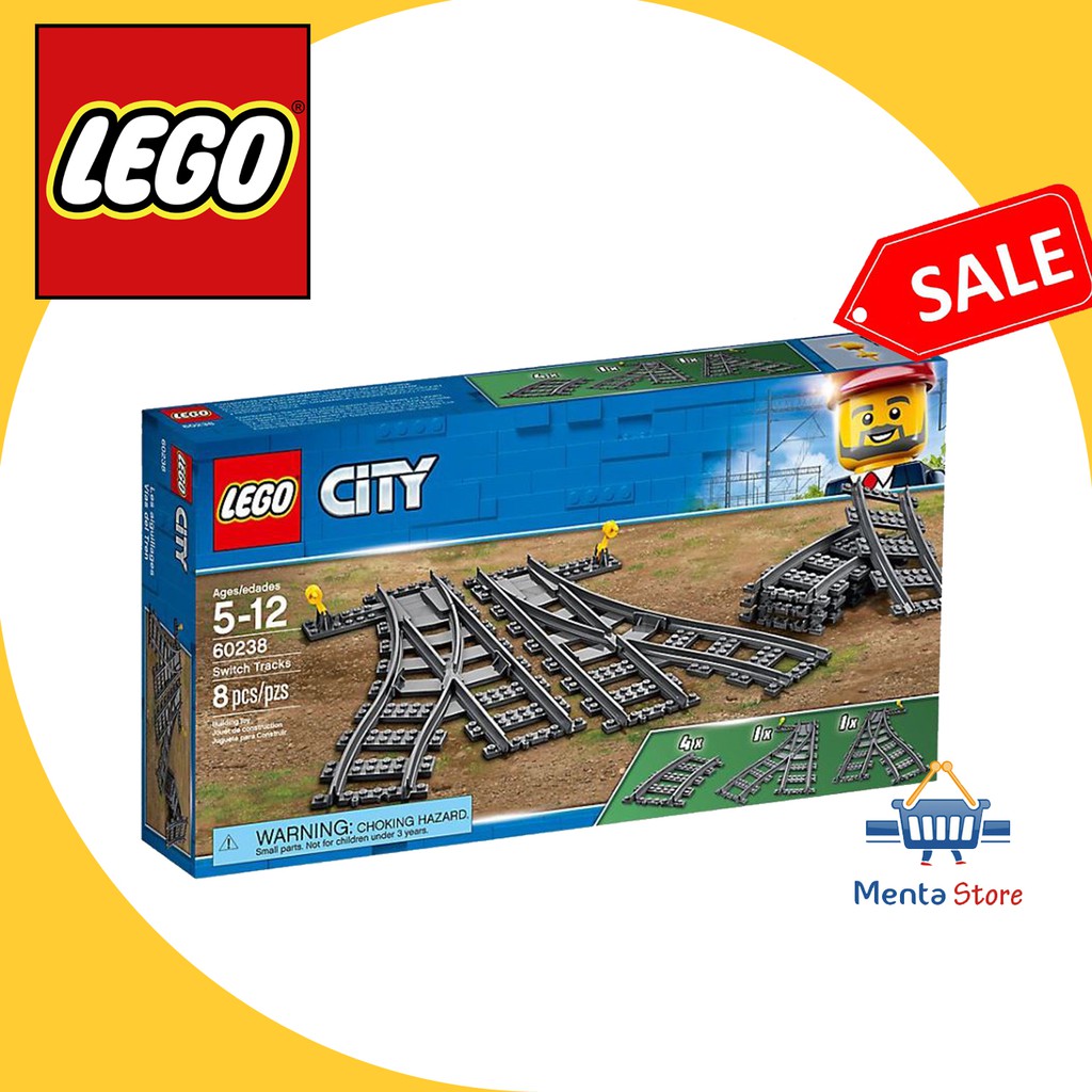 LEGO 60238 City Switch Tracks Cargo Train Set Mainan Rel Kereta Api