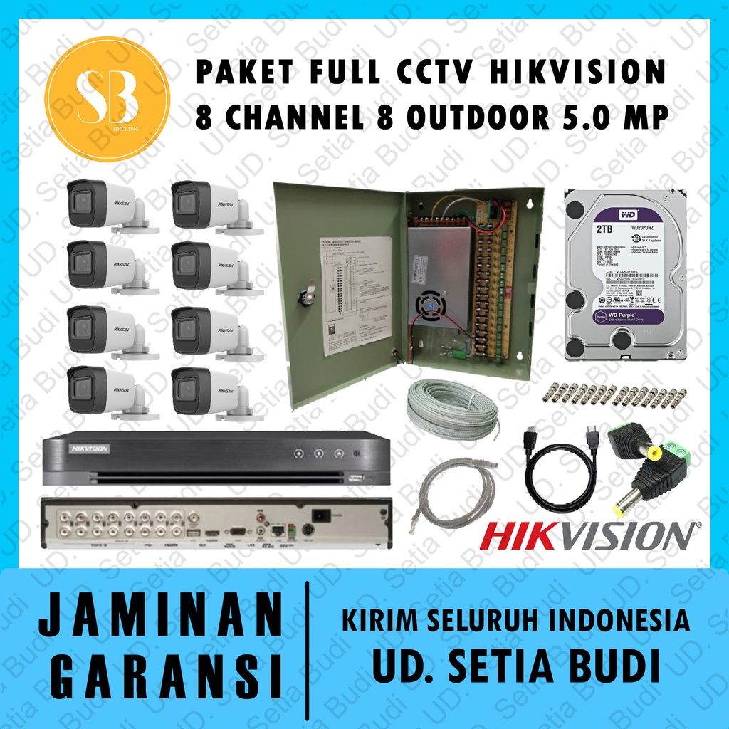 Paket FULL CCTV Hikvision 8 Channel 8 Outdoor 5.0 MP