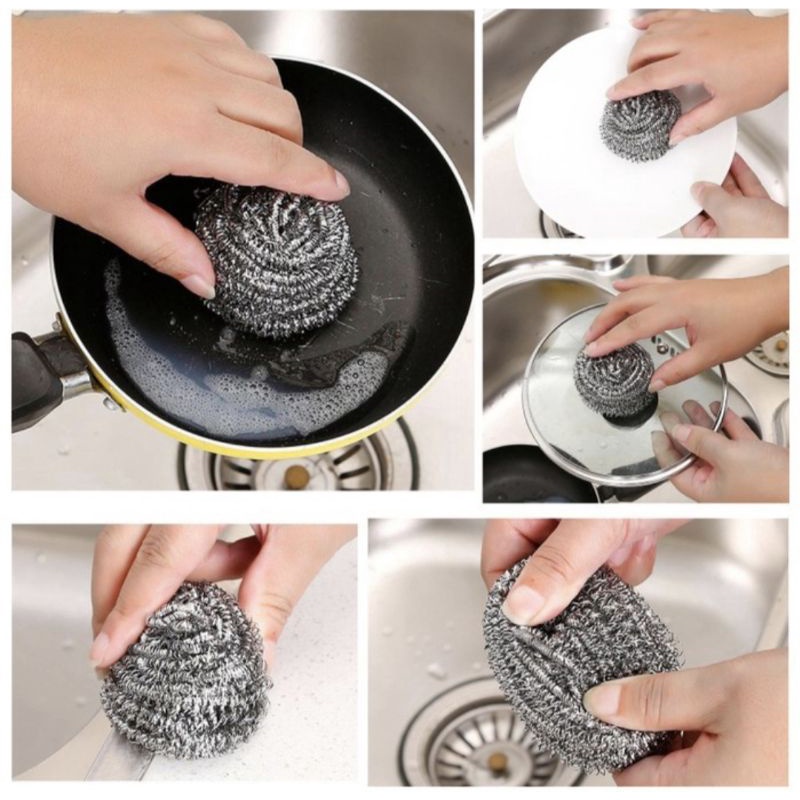 BISA COD  - SCOURER PREMIUM / Sabut Kawat Donut Cuci Piring Besi Stainless BULAT