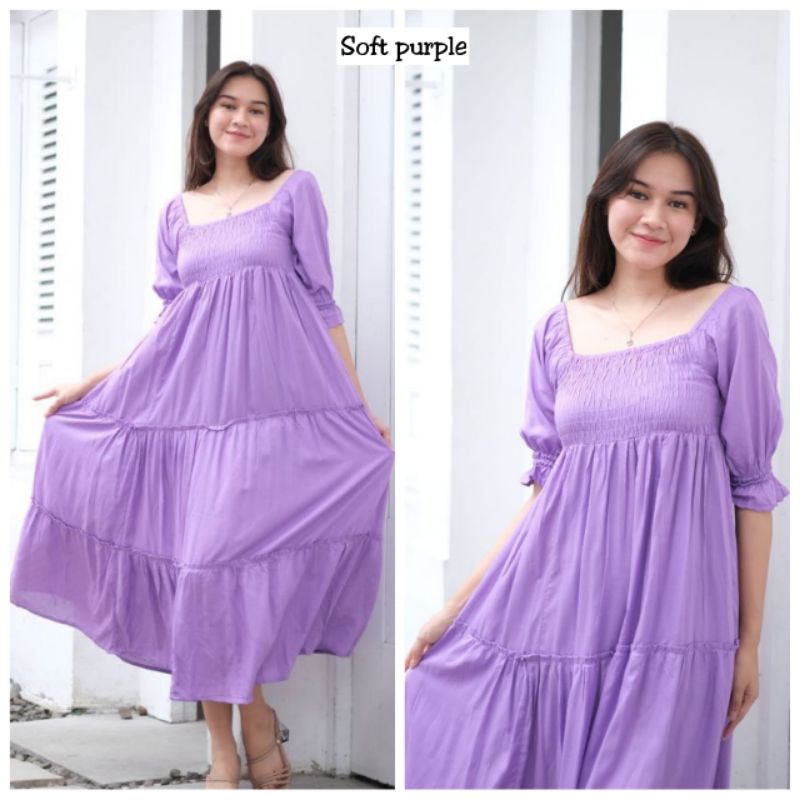 Dress Yuna Korea Polos Murah Gaun Pesta