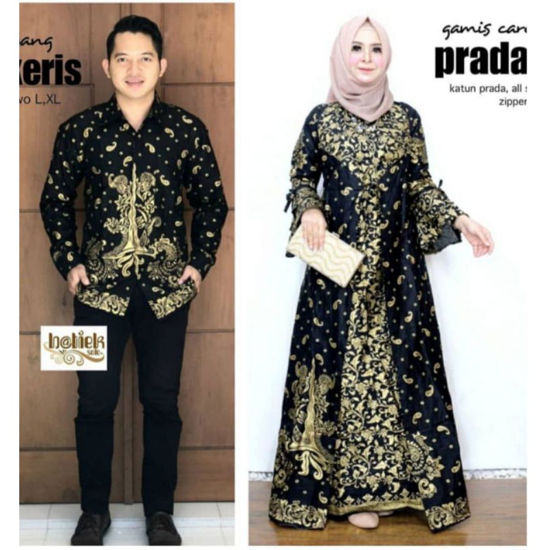 BATIK COUPLE | KEMEJA BATIK MOTIF PRADA KERIS MIX GAMIS BATIK TERBARU