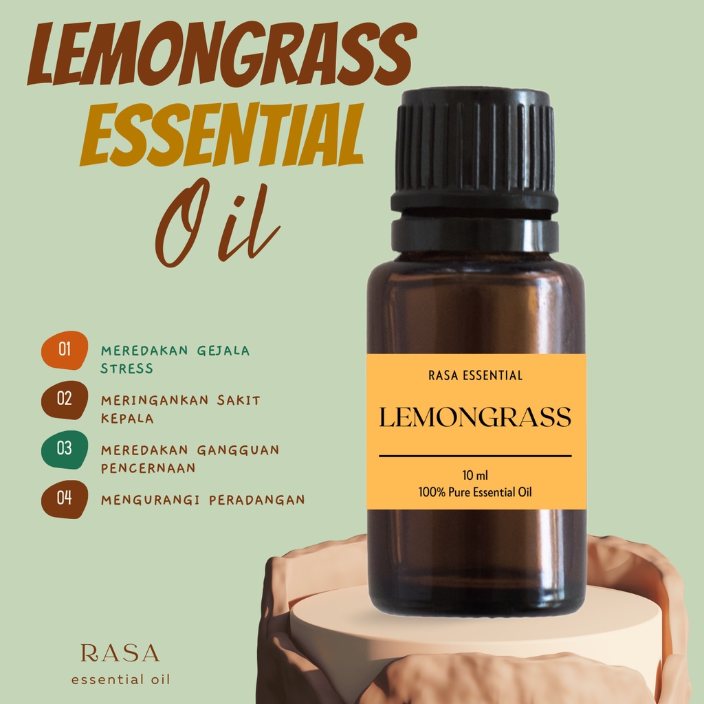 Lemongrass / Sereh - 100% Pure Essential Oil | Aromatherapy Oil | Pewangi Ruangan | Oil Aromaterapi Diffuser Oil Burner | Minyak Atsiri