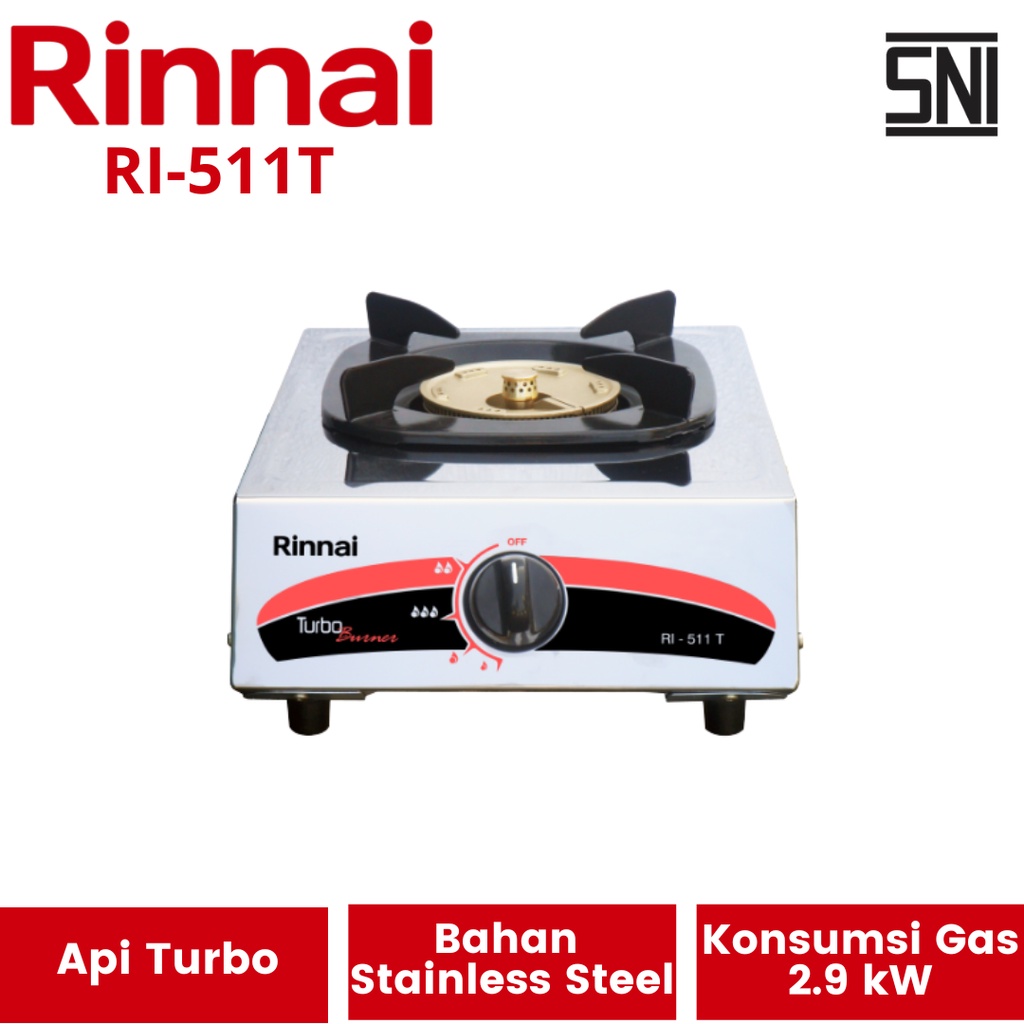 Kompor Gas 1 Tungku Rinnai RI-511E RI-511T RI-201S  RI-301S | Kompor LPG Rinai Riinai RI 511 201 301